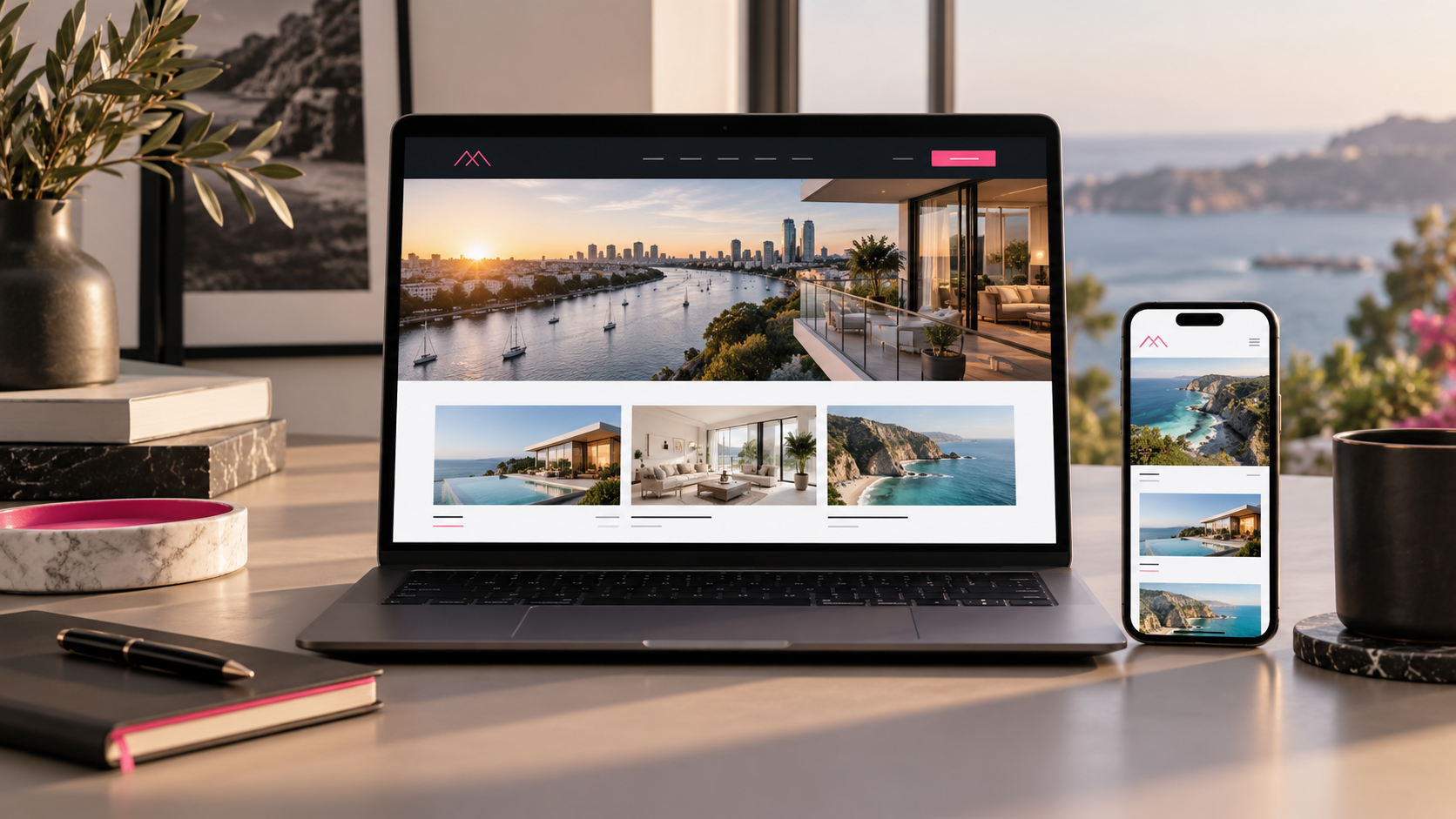 Real estate platform on desktop and mobile
